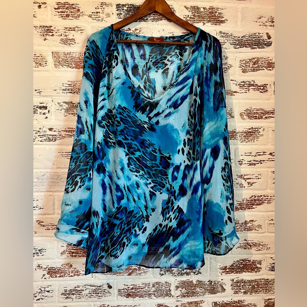 Vintage V By Eva Sheer Multicolor Blouse Size 2X